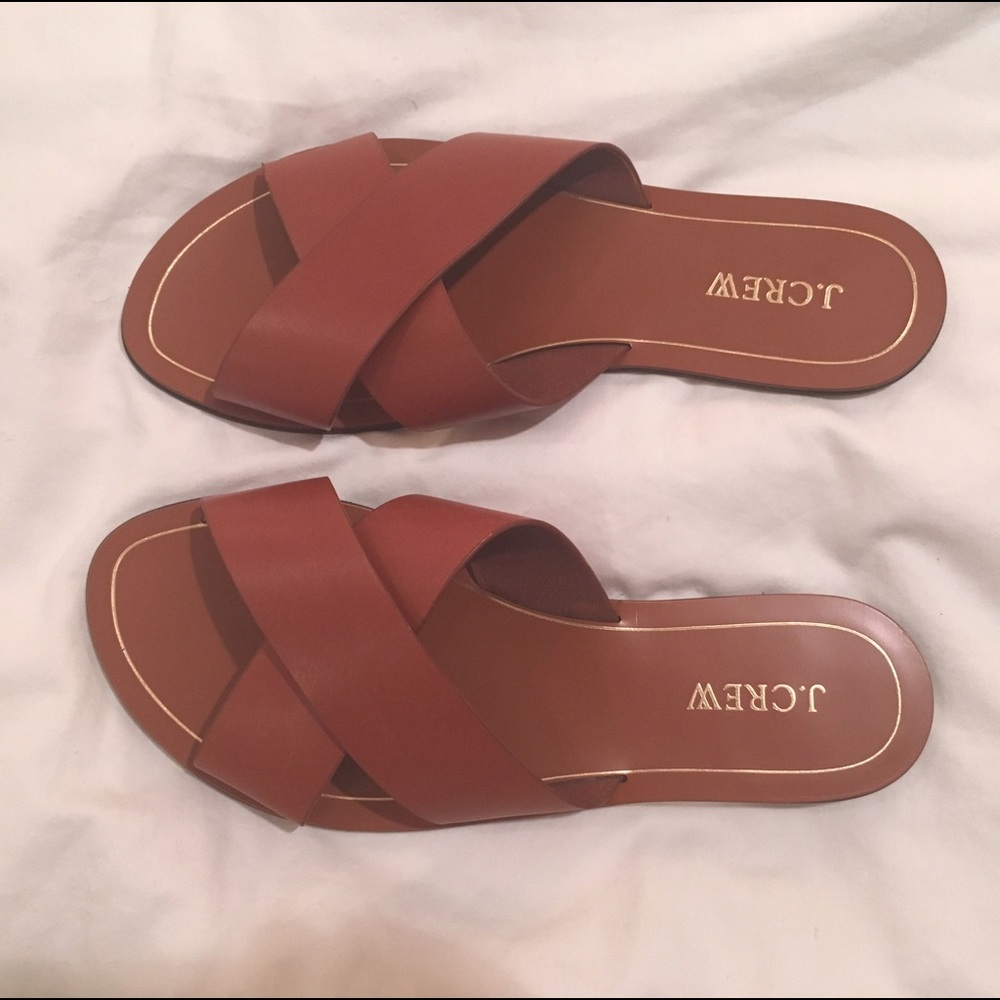 J. Crew Leather Crossover Slide Sandals -8