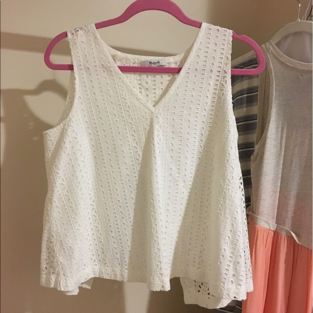 Madewell White Eyelet Top