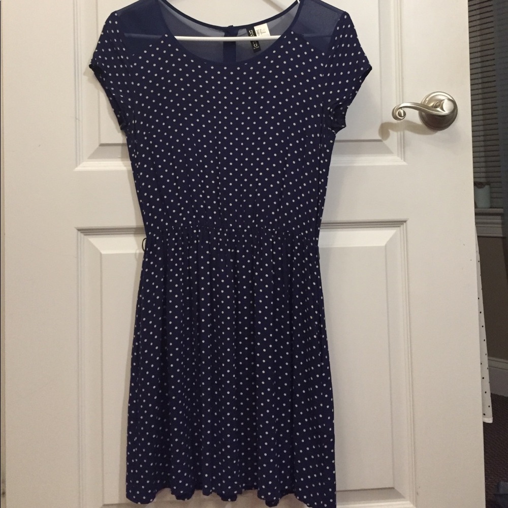 Blue Polka Dot Dress with Pockets!