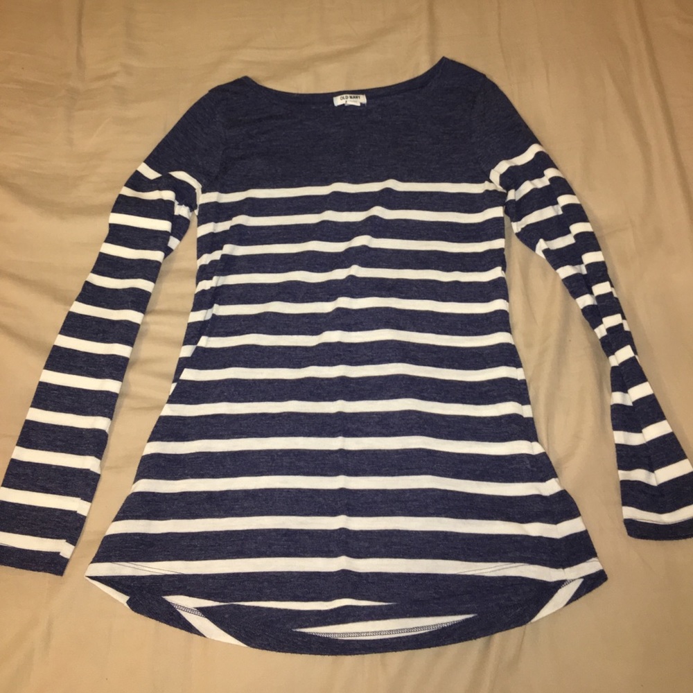 Heather Navy & White Striped Shirt