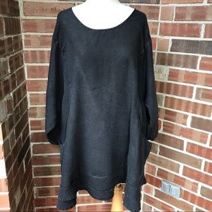 LA FIXSUN Black Linen Lagenlook Pockets Tunic XL