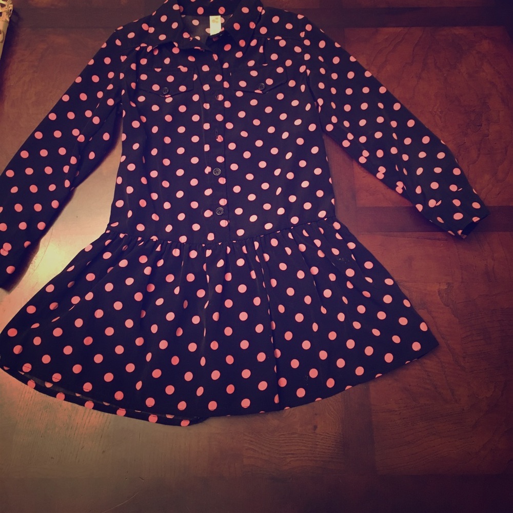 Pink black polkadot dress