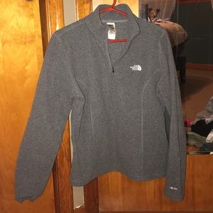 North face grey fleece pull over sweater
