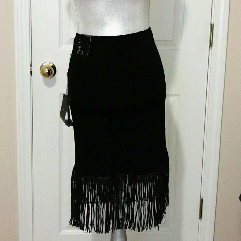 Pencil Skirt with Fringe