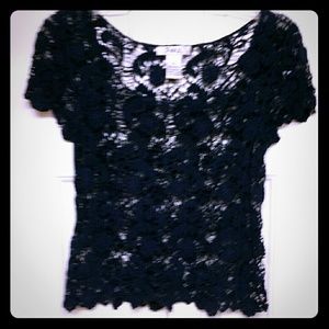 Pinky Navy Blue Lace Top