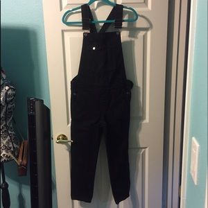 Topshop black crop overalls