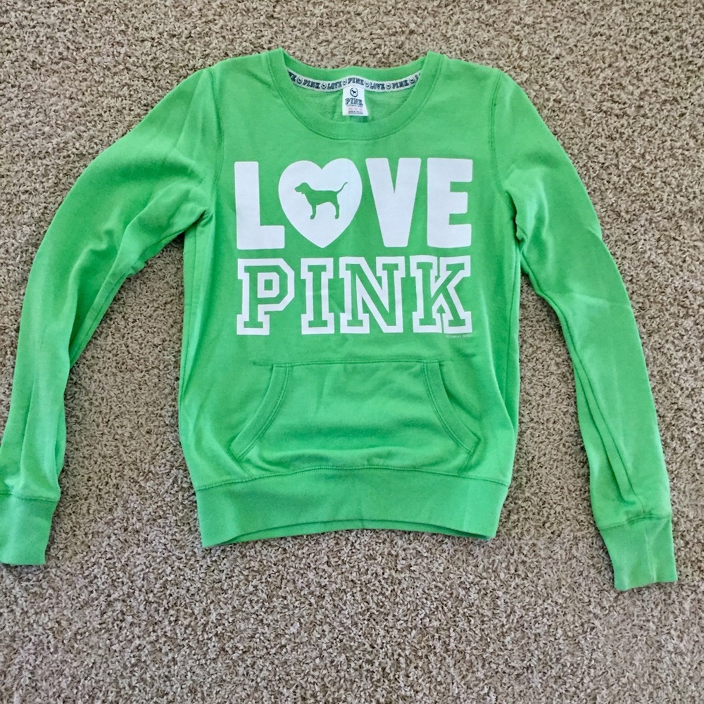 PINK lime green crew neck sweatshirt