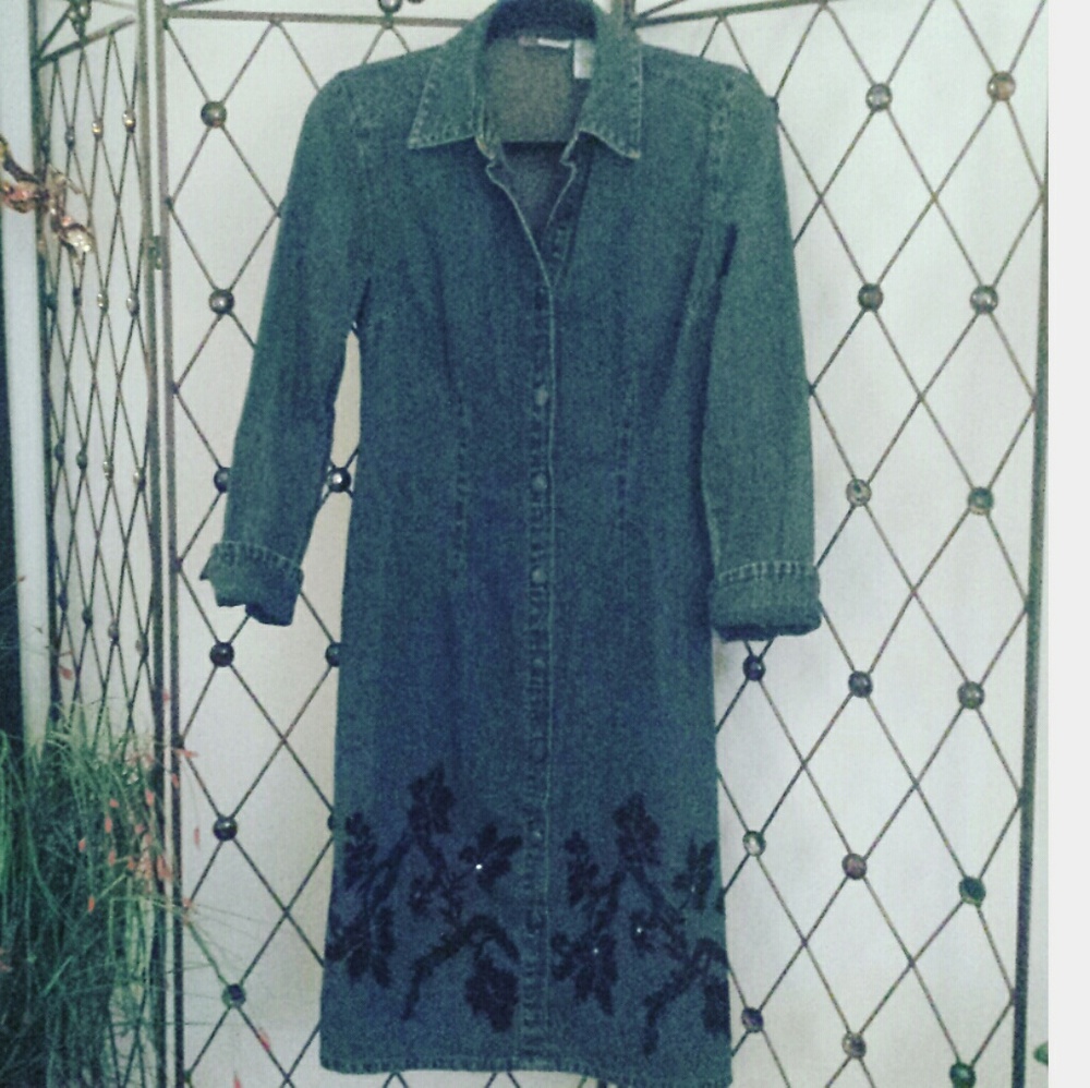 BCBG Max Azria Faded Glory 1972 Denim Shirtdress