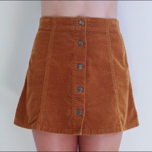 TOPSHOP Corduroy A-Line Button Up Mini Skirt