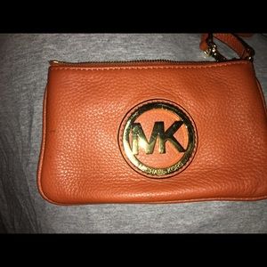 Burnt Orange & Gold Wristlet