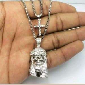 14K ICED OUT DIAMOND SIMULATED CHAINS COMBO