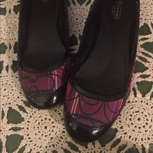 Coach Plaid and Patent Flat