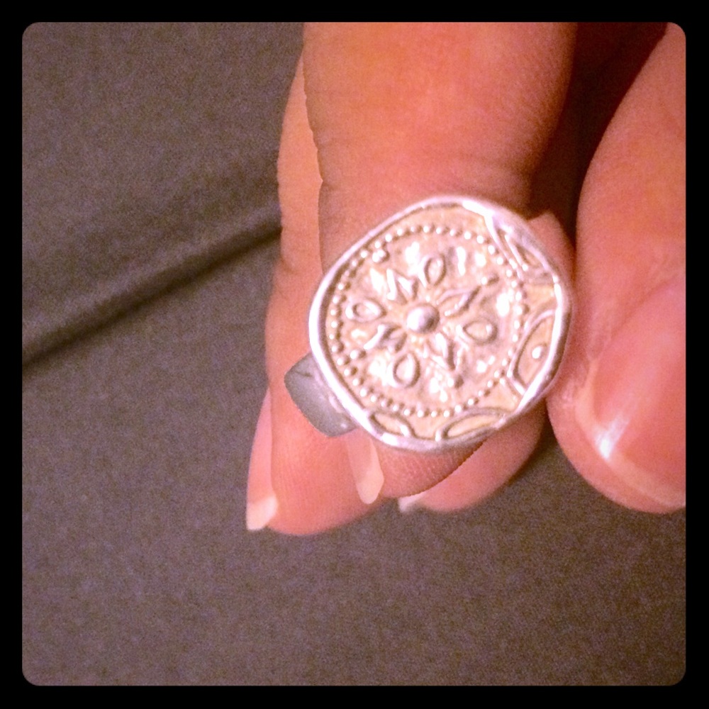 Silpada sterling silver flower coin ring size 8