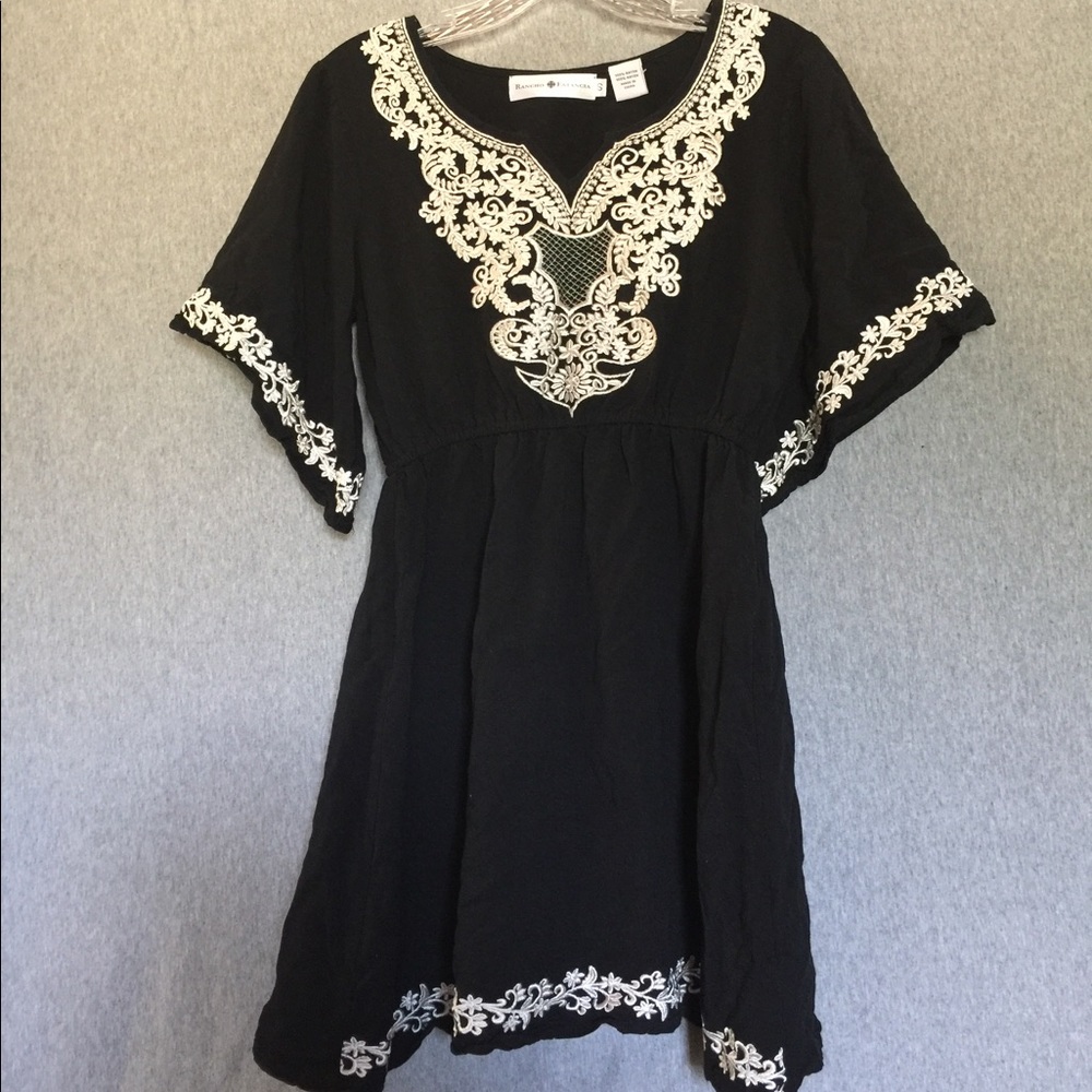 Black Dress with Creme embroidery