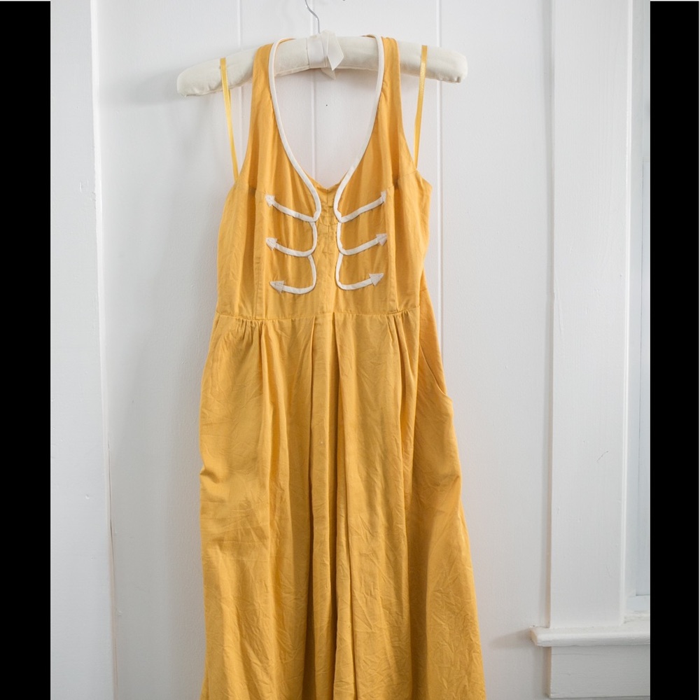 Anthropologie Mustard Yellow Halter Dress