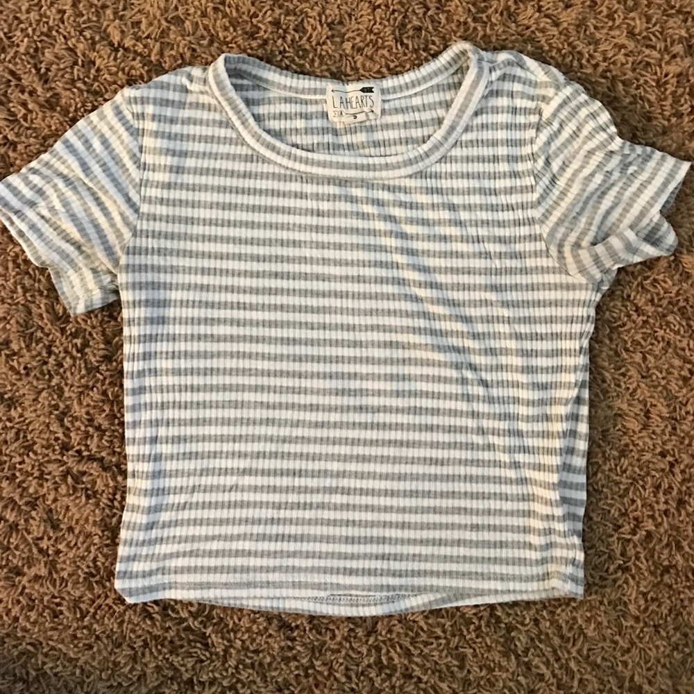 Gray and white PAC sun crop top