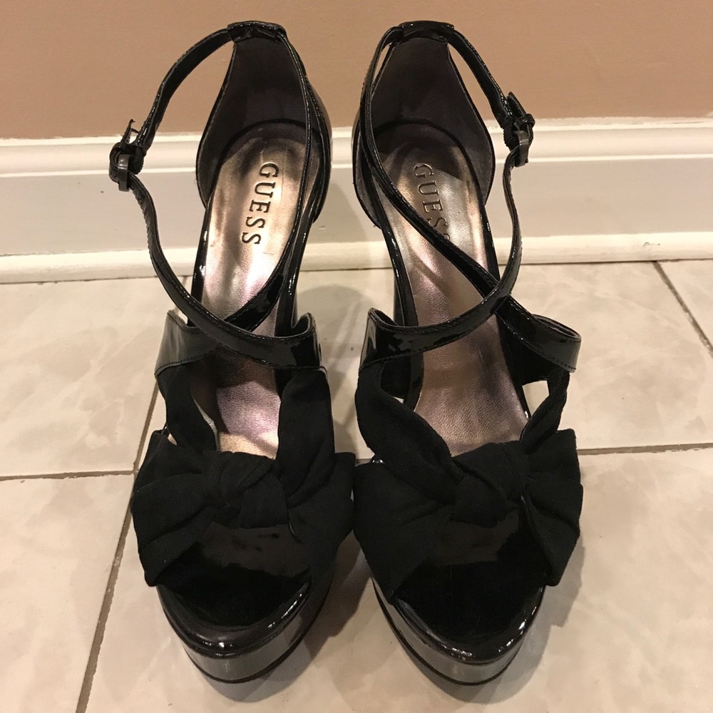 Black GUESS strap heels