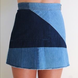 Zara Patched Denim A-line Skirt
