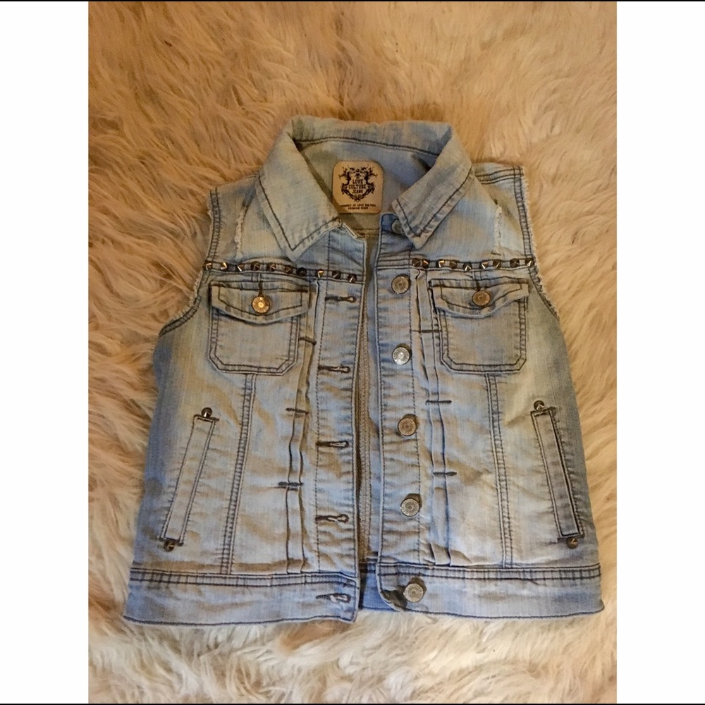 Ombré jean vest w/ studs