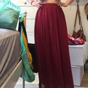 Urban Outfitters Dark Red Pleated Maxi Skirt
