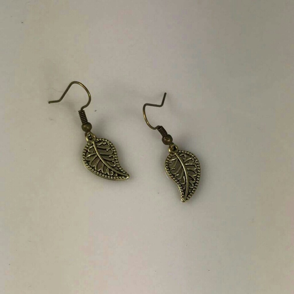 Antique Brass Leaf Earrings