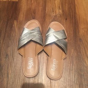Franco sarto metallic slide sandals