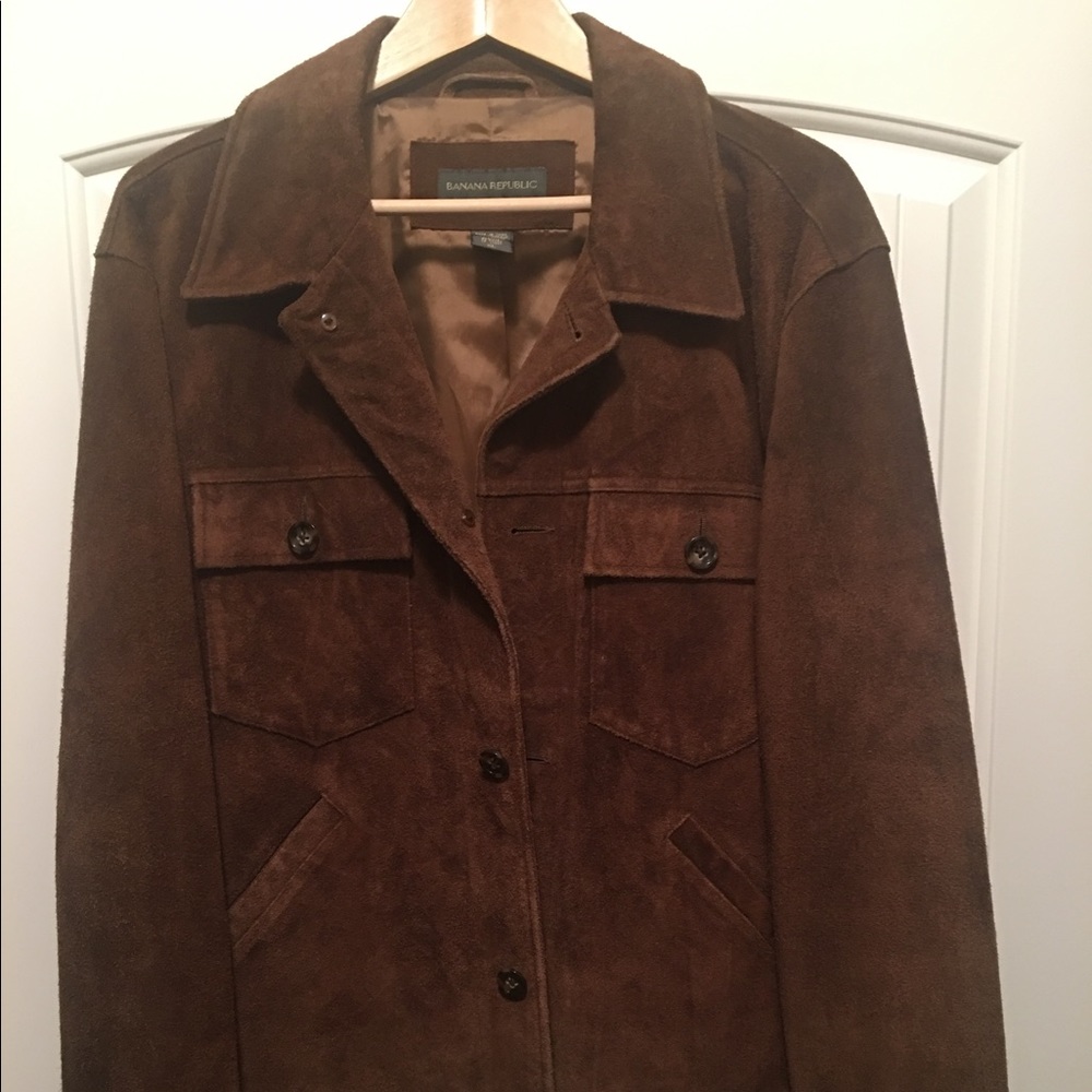 Banana Republic Brown Suede Leather Button Up Jckt