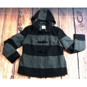 Old Navy Gray Hooded Wool Blend Coat