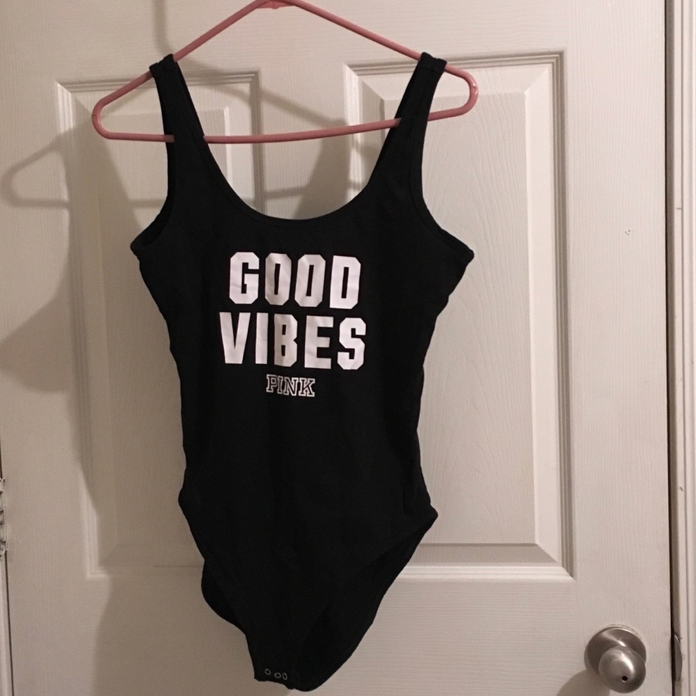 "Good Vibes" Pink Victoria's Secret body suit!