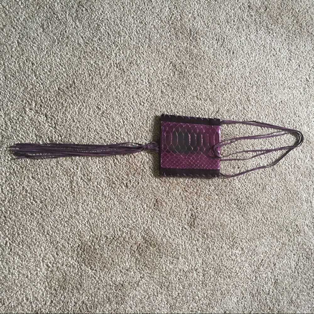 Snakeskin and leather overshoulder pouch