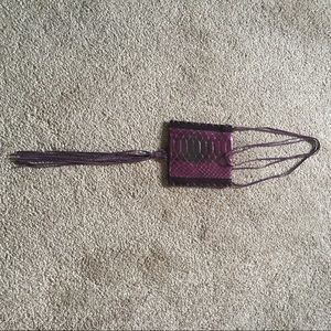 Snakeskin and leather overshoulder pouch