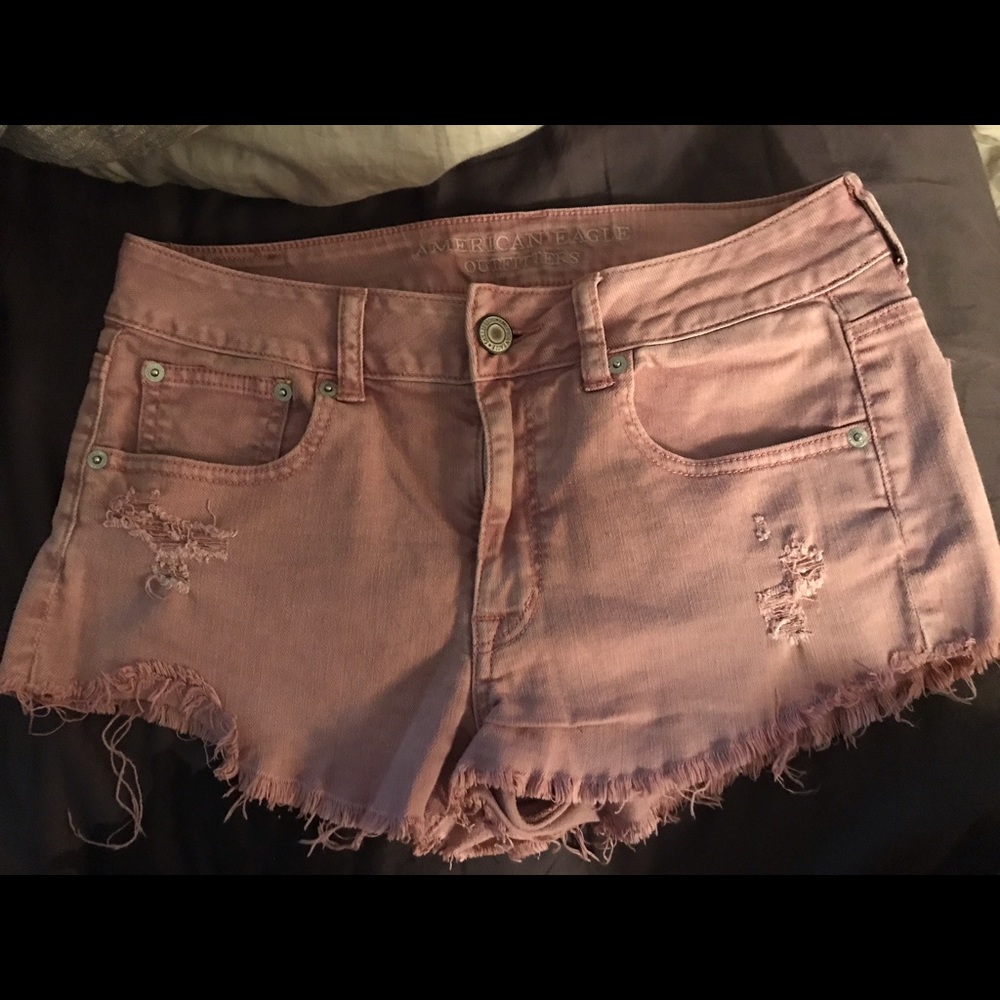 super cute pink wash high waisted shorts!