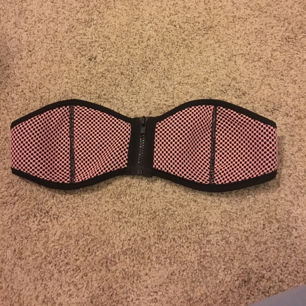 Mesh neoprene bandeau swim top