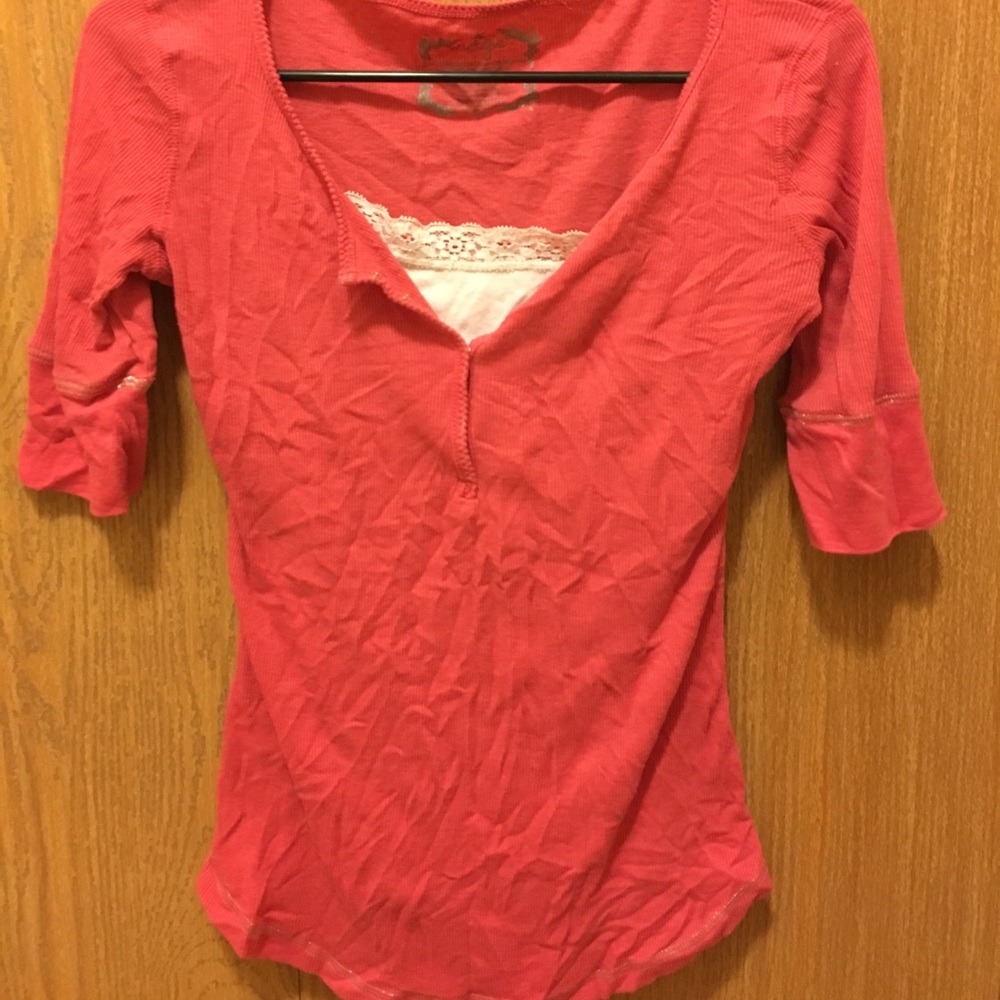 Energie 3/4 pink sleeve top with built in camisole