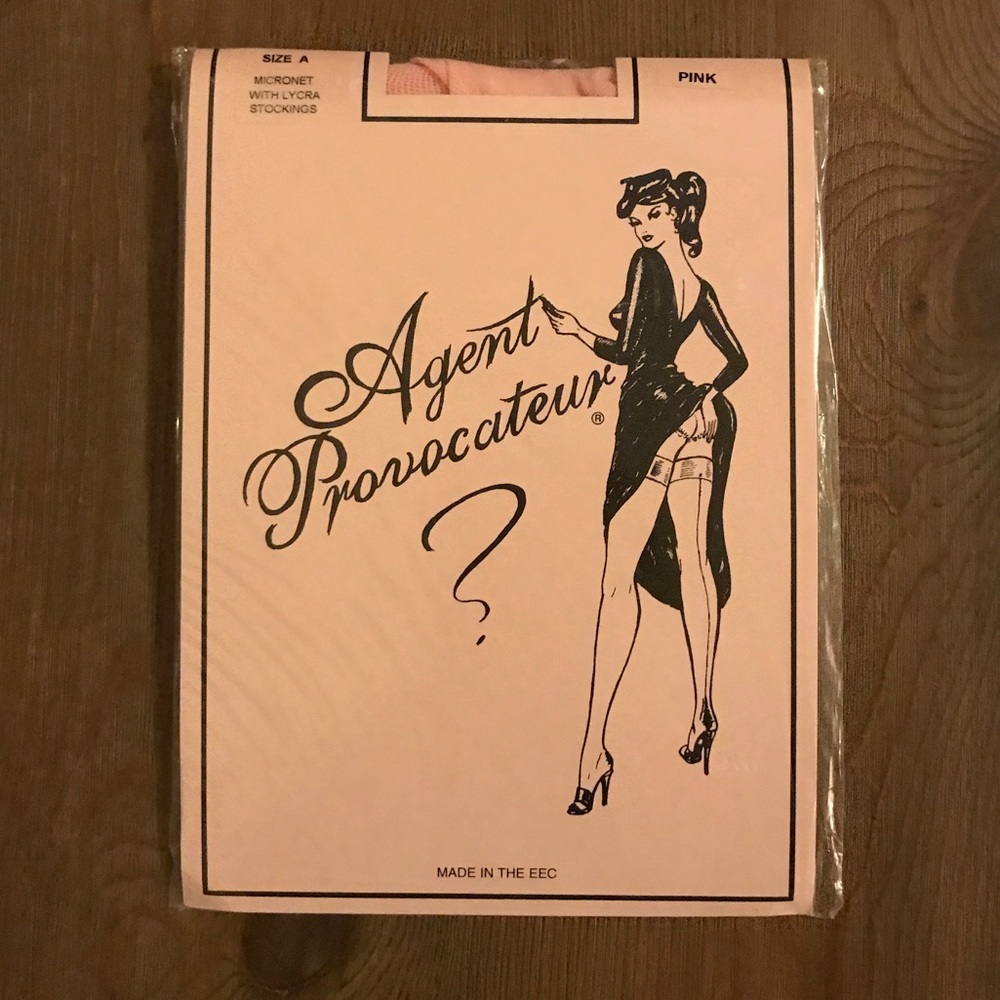 Agent Provocateur pink fishnet stockings holdups