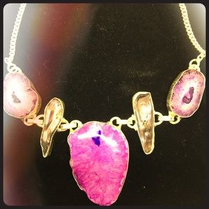 925SILVER GRAY PEARLS AMETHYSTS QUARTZ DRUZY