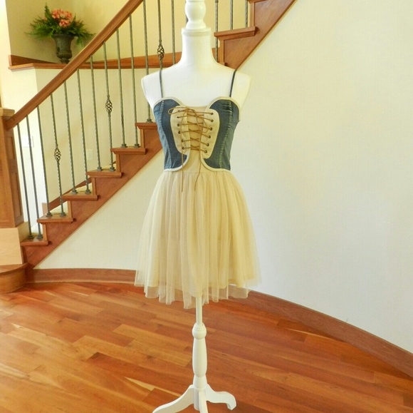 corset dress with tulle skirt