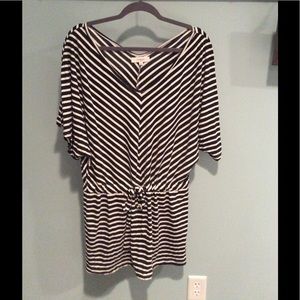 Angled striped drawstring tunic