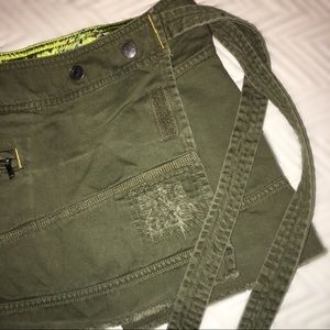 Diesel army green distressed wrap mini skirt