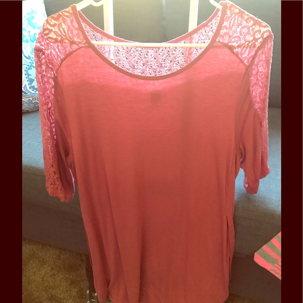 Old Navy Orange and Lace Tee