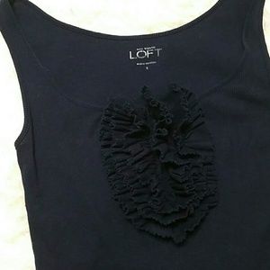 Ann Taylor Loft pom pom ruffle tank top