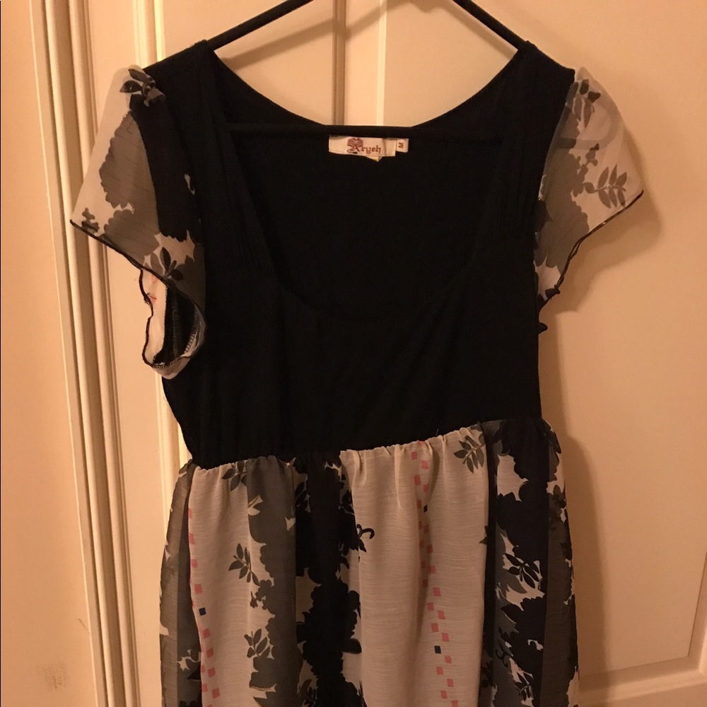 Swoop neck black girly fit dress