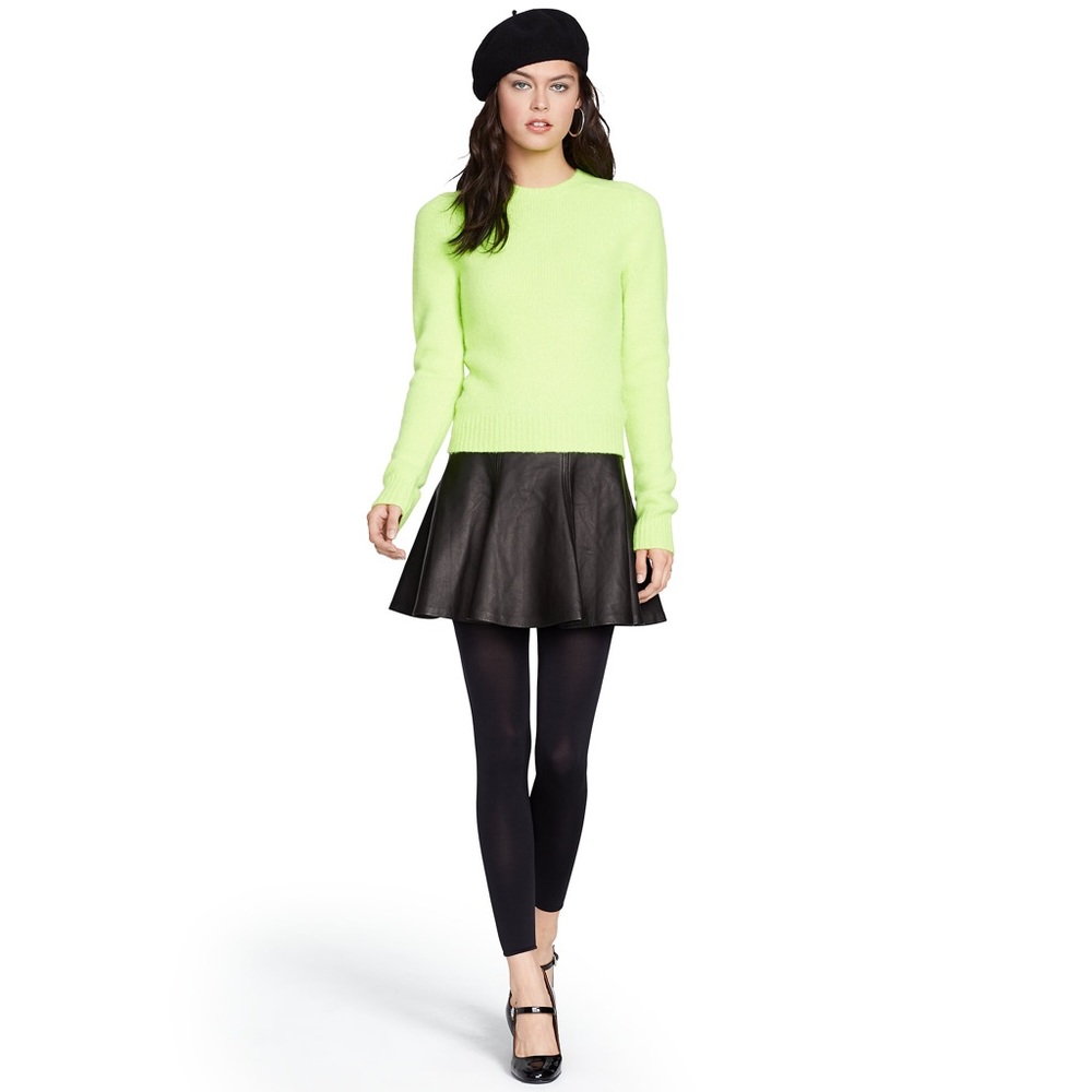 Lambskin A-line skirt