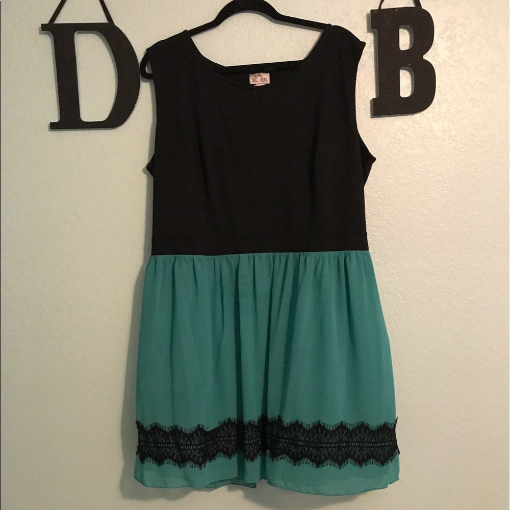 Teal and black dress