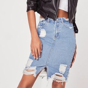 Denim ripped skirt