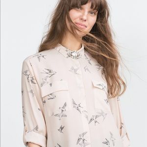 Zara bird print blouse