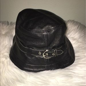 Authentic Coach black leather bucket hat