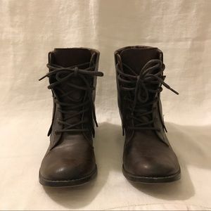 MIA brown leather combat boots size 7.5 women's