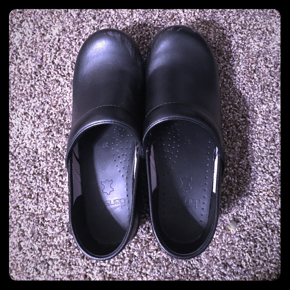 Danskos in black leather