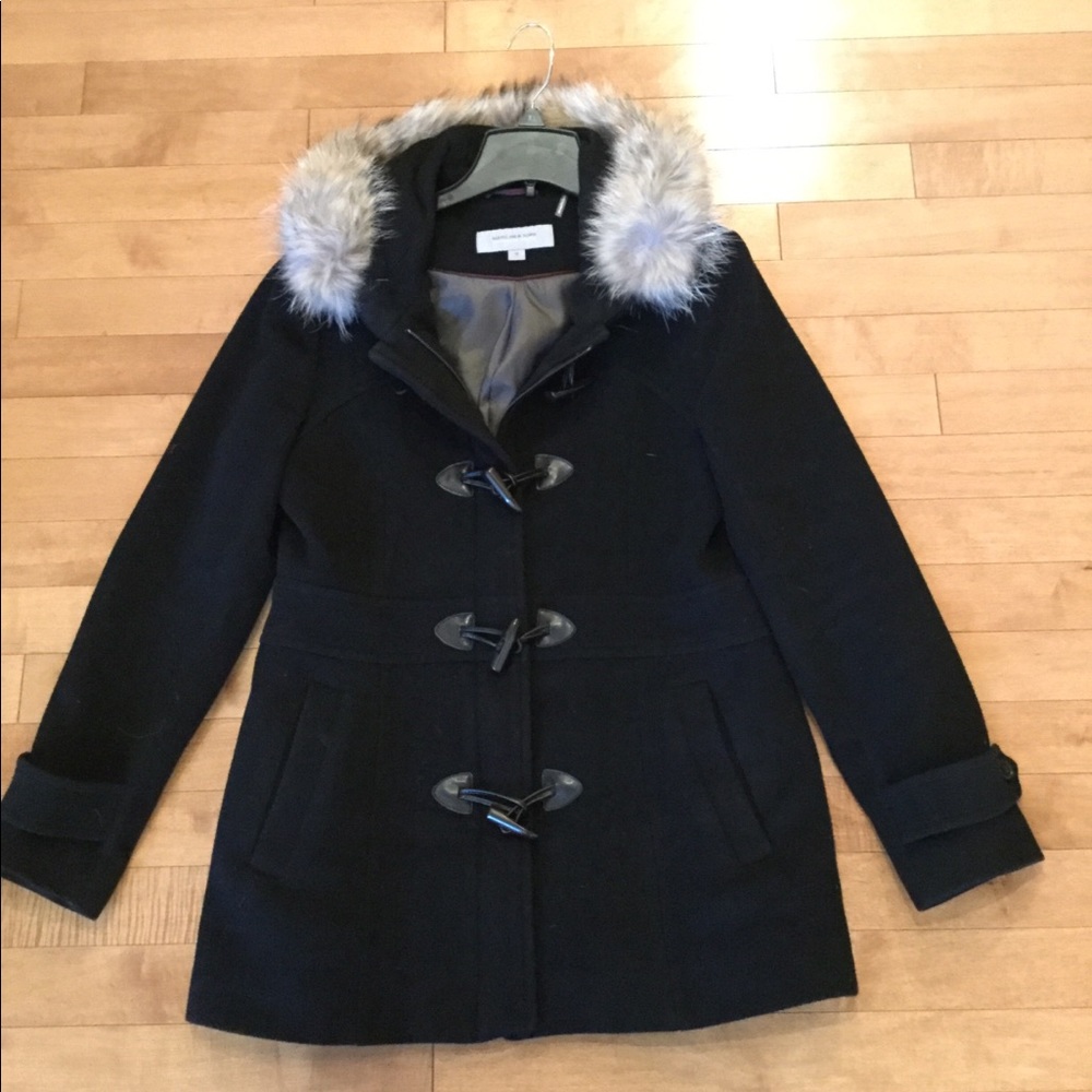 Marc New York wool coat with real fur lining